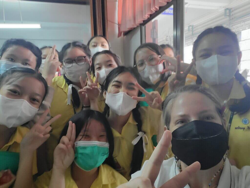 Teacher Michelle Moody with P6/4 Students SJC