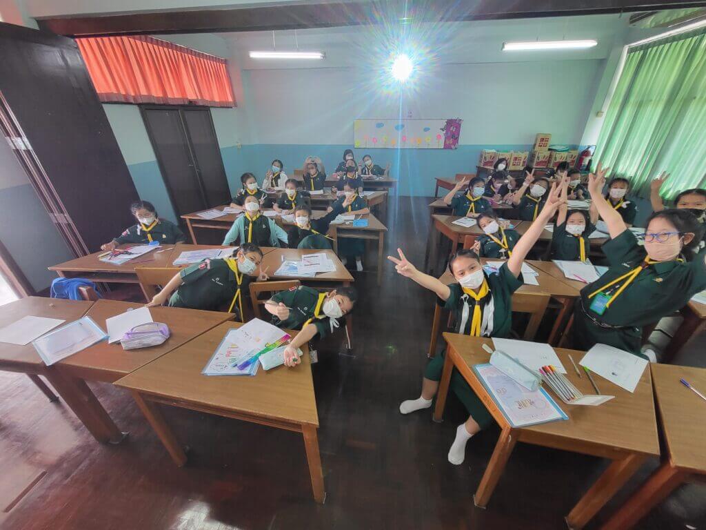 Students from P4/1 posing for a silly picture