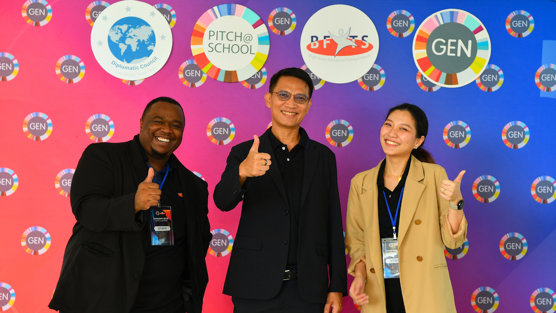 One-Day Bootcamp Dream Big, Pitch Smart (September 28, Bangkok, Thailand) with BFITS Thailand Director Mr. Ratthakarn Chamalerk, BFITS Program Manager Mr. Trell Cornelius, and Operations Manager Ms. Nutnaree Ruksachob